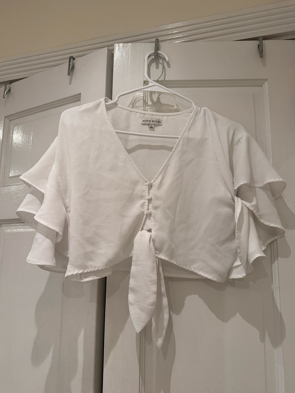 Moon River White Tie-Front Top
